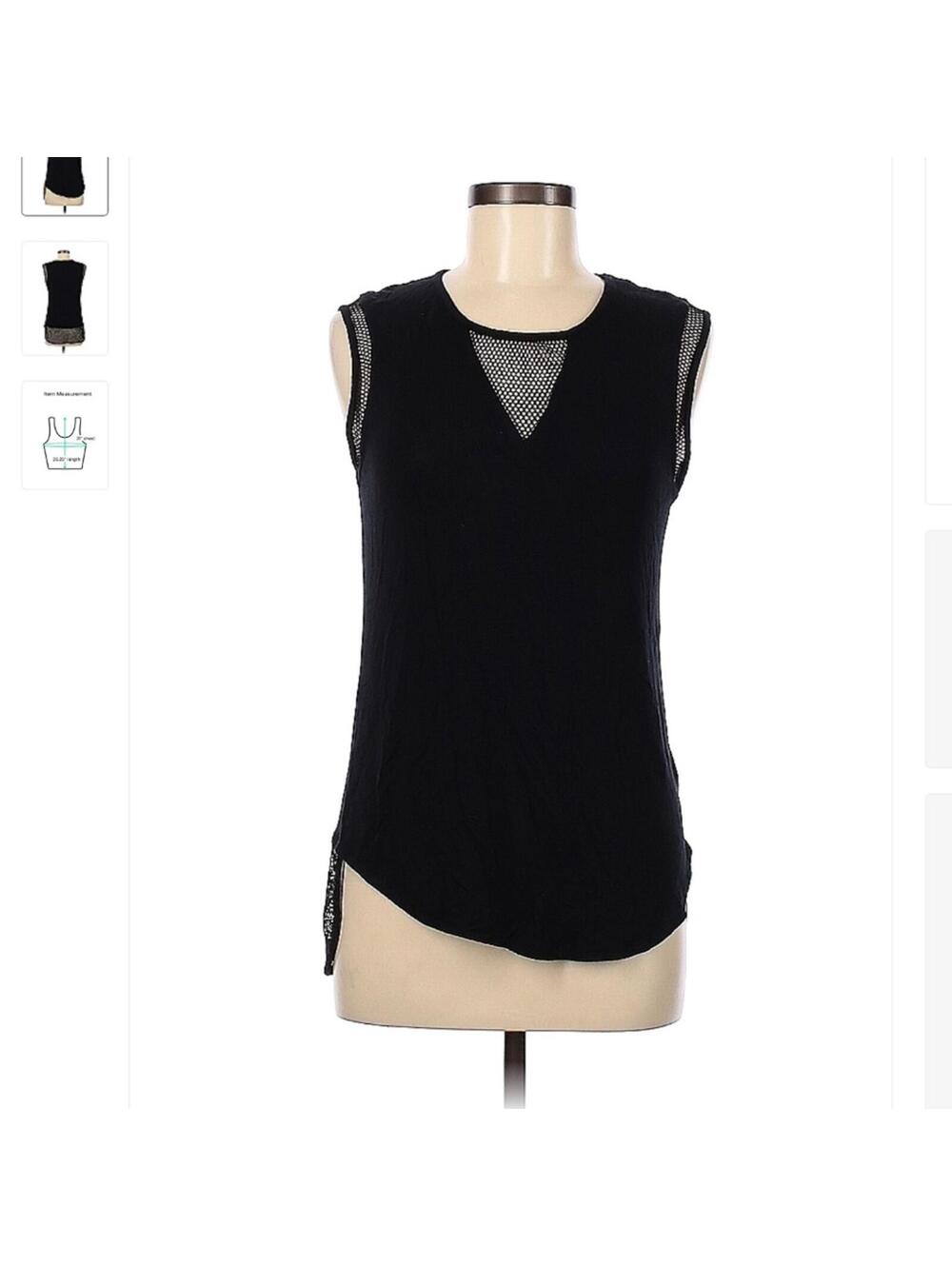 Bar III Black Mesh Sleeveless Top - Sz Medium